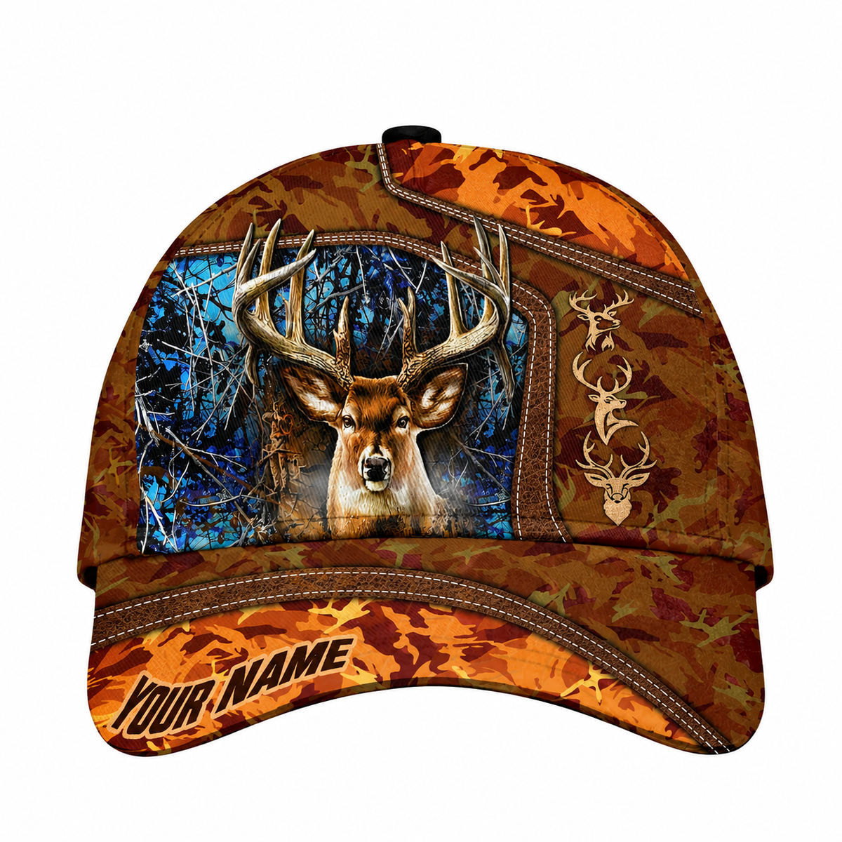Personalized Deer Hunting Forest Camo Baseball Cap, Custom Name Hunter Cap Hat CP0768