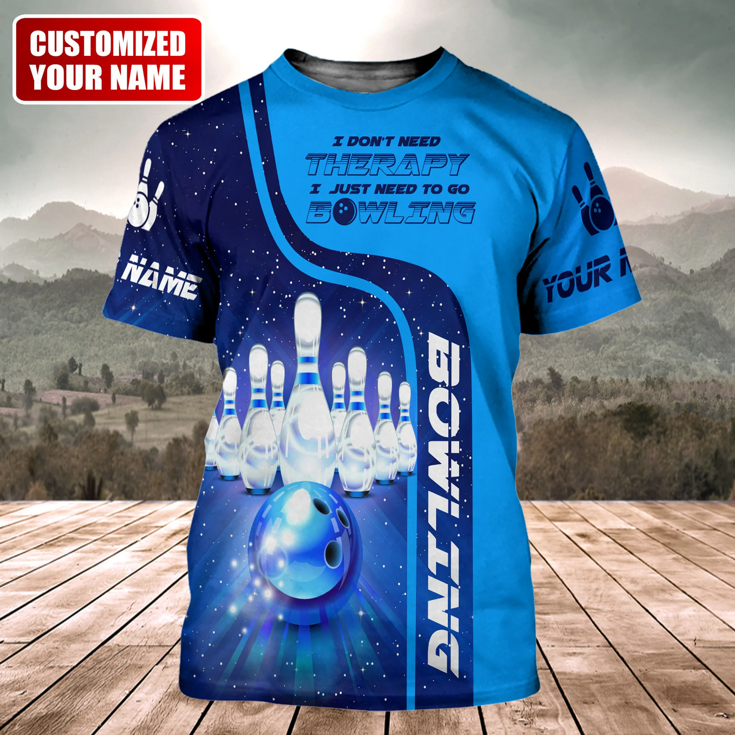 Personalized Name Bowling Therapy 3D Unisex Shirt Bowling Team Player Uniform TO1337