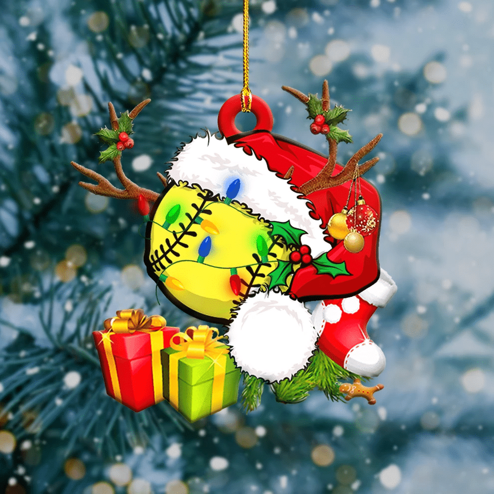 Softball Christmas Tree Christmas Acrylic Ornaments, Gift for Softball Lover SO1196