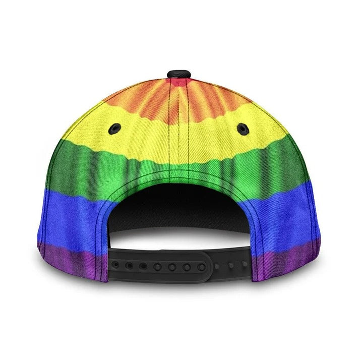 Custom Name Colorful Heart Pride Cap For Couple Gay Man, Be Strong Lgbt Printing Baseball Cap Hat CO0245