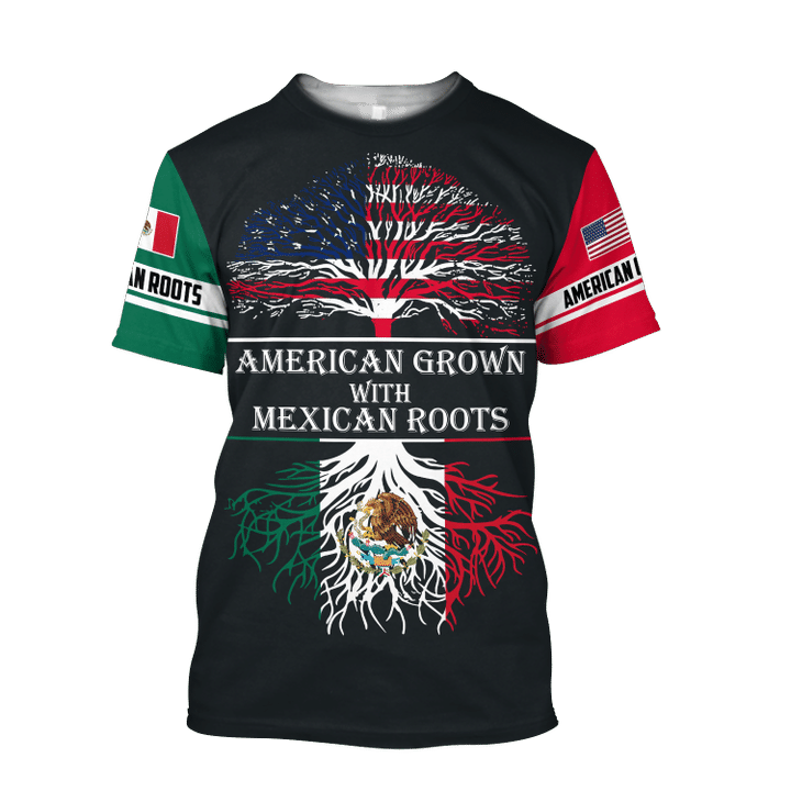 American Grown With Mexican Roots 3D All Over Printed Shirts Unisex Mexico T Shirt TO1619