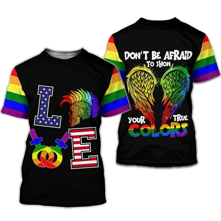 3D All Over Printed Lgbt Shirt For Pride Skull Pride Love Is Love 3D Tee Shirt, I Live To Make A Difference T Shirt 3D LO0952