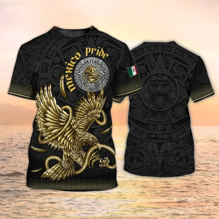 3D All Print Mexico Pride T Shirt Men Aztec Shirts TO2632