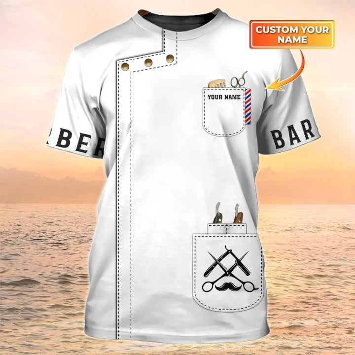 Barber T Shirt Custom Barber Shop Shirt White Barber Uniform TO2041