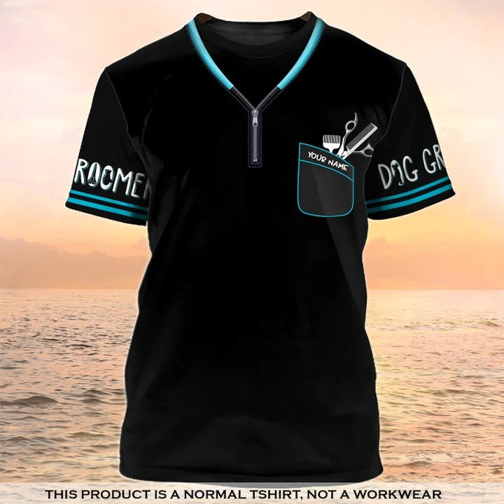 Dog Groomer 3D T Shirt Grooming Badass Custom Shirts Pet Salon Uniform Black TO2198
