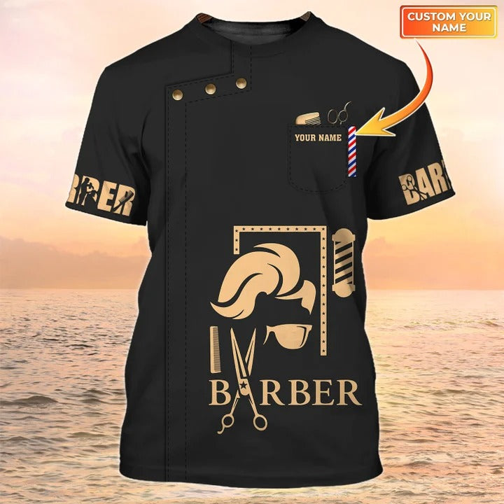 Personalized Barber Men Shirt, Women Barber Tshirt, Black Shirt Barber Shop Uniform, Barber Gifts TO2479