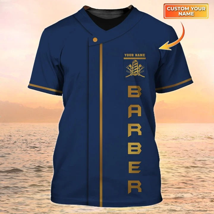 Custom Barber Shop T Shirt, Blue Barber Shirt Men, Barber Gifts TO2561