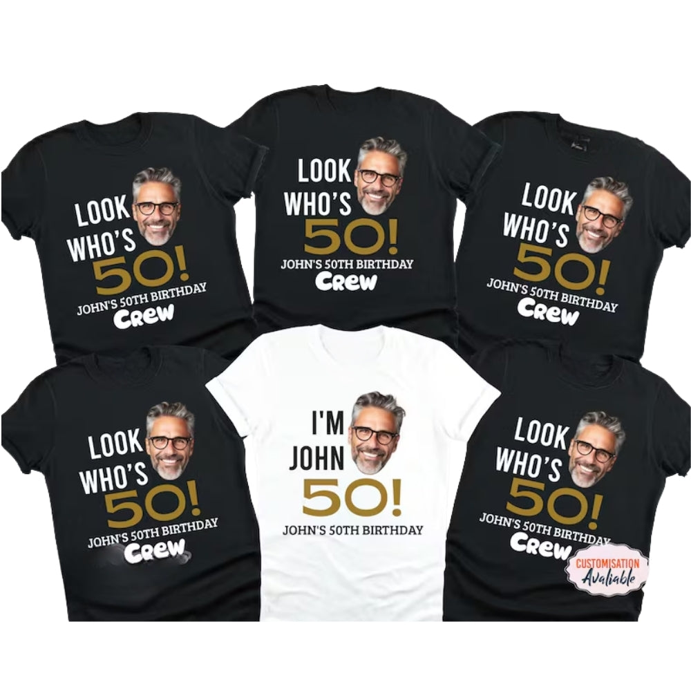 Custom Face 50th Birthday Matching T Shirts, Custom Photo Birthday Party Matching Shirts For Group ET0864