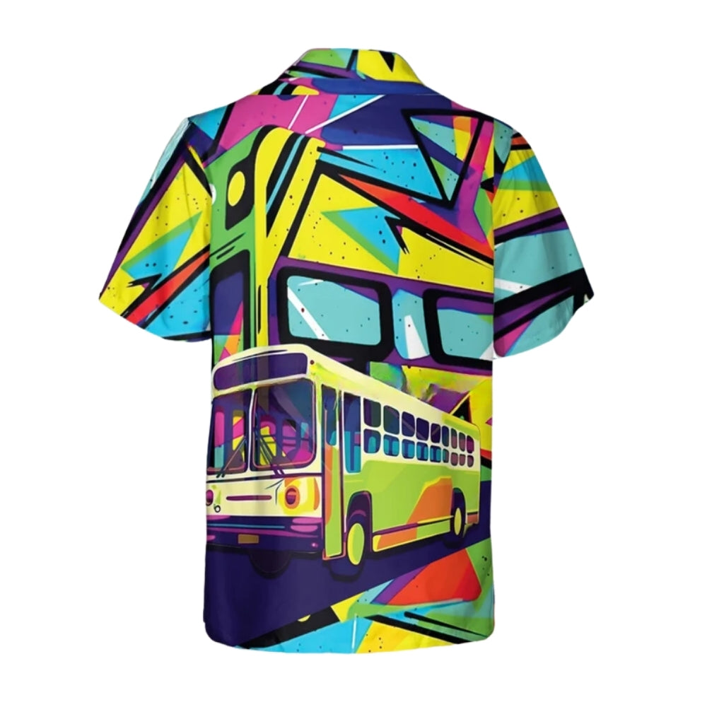 School Bus Multicolor Hawaiian Shirt For Men, School Bus Hawaiian Shirts For Driver HE0515