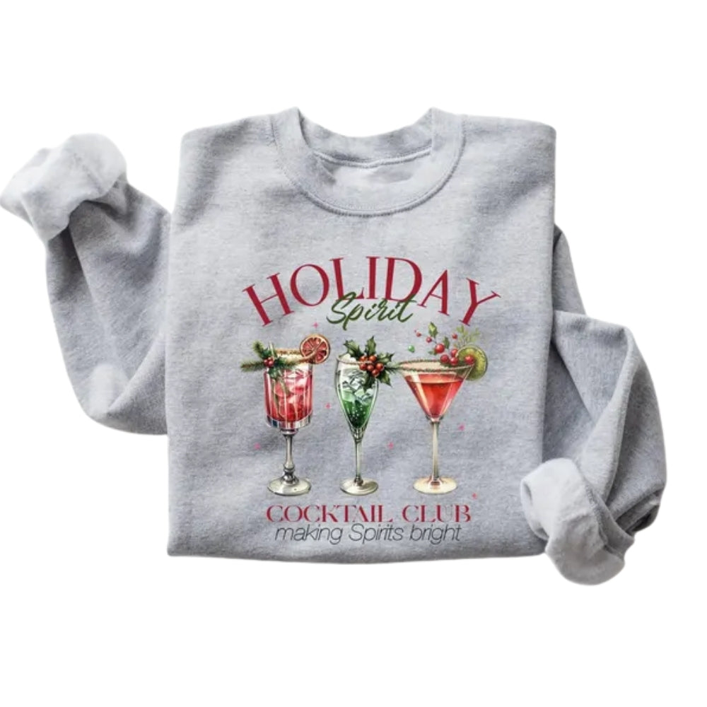 Holiday Spirit Cocktail Club Making Spirits Bright Sweatshirt, Christmas Cocktail Sweatshirt 2D0348