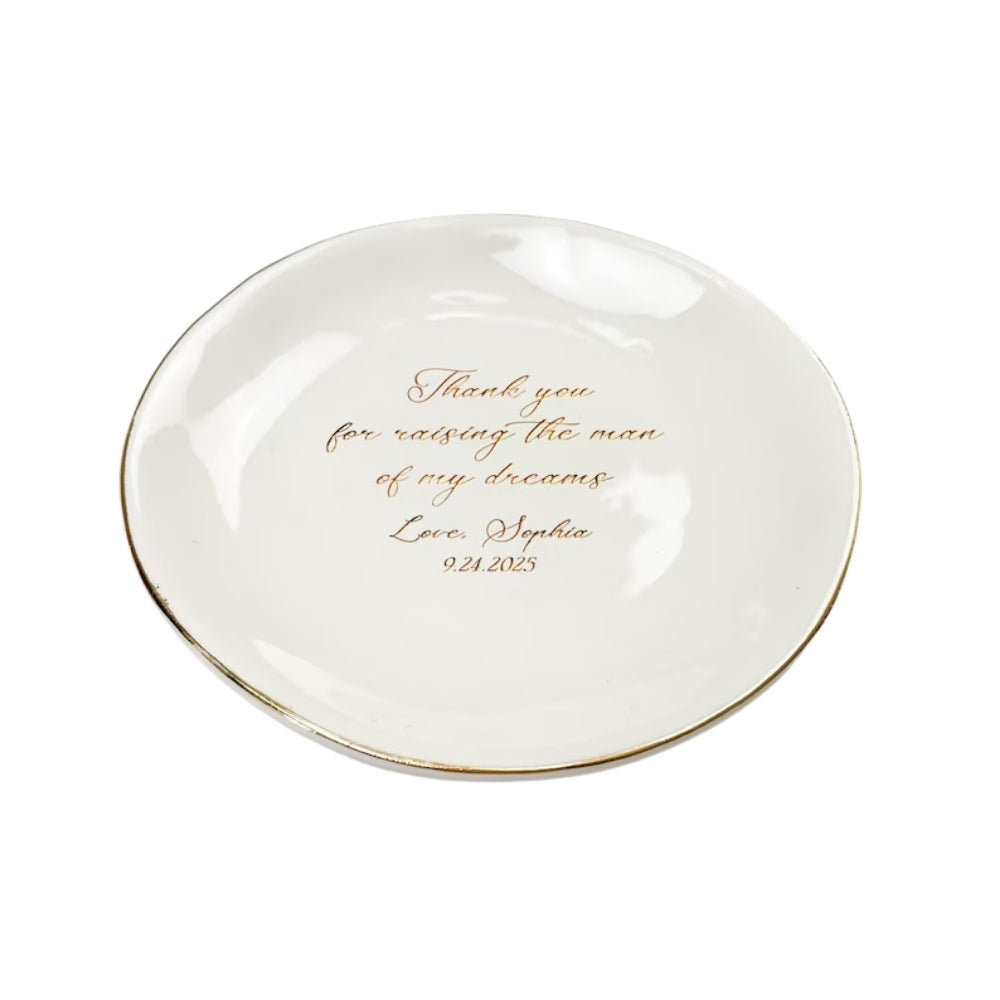 Thank You for Raising The Man of My Dreams Custom Wedding Ring Dish, Personalized Wedding Jewelry Dish For Mother In Law WD0138