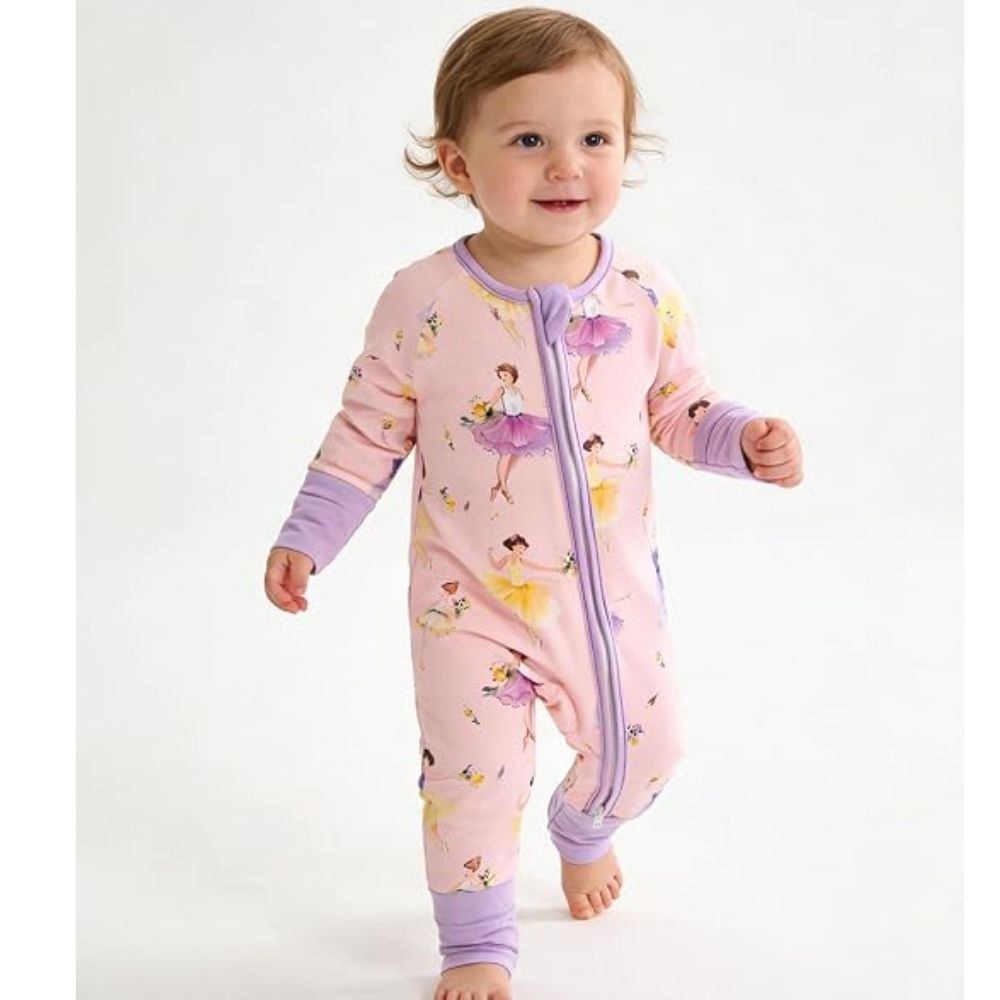 Ballet Girl Baby Romper Convertible Zippy Purple And Pink, Ballet Convertible Romper For Baby BB0387