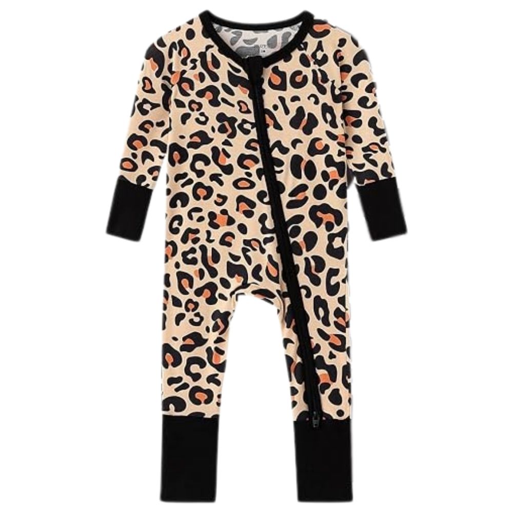 Leopard Baby Romper Convertible Zippy, Animal Print Baby Convertible Romper BB0389
