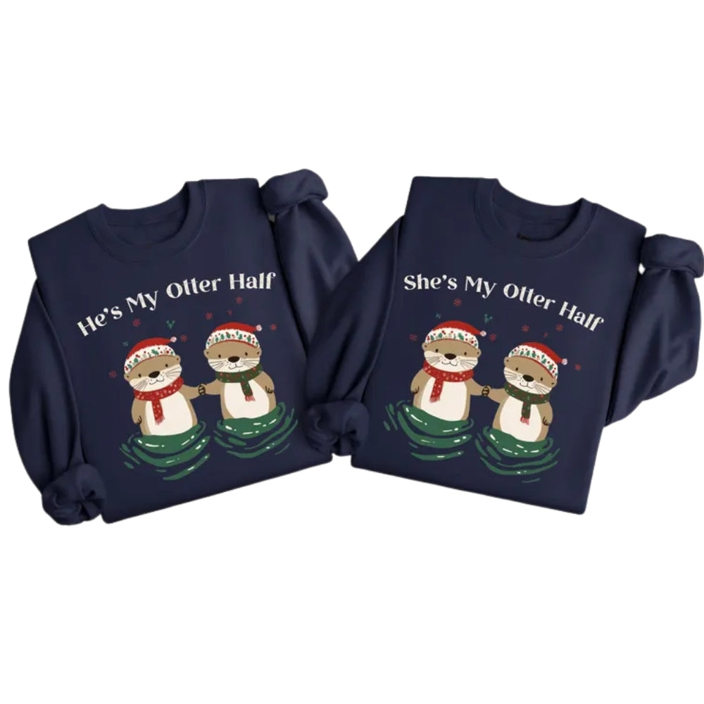 He's She's My Otter Half Sweatshirt, Matching Otter Sweatshirt For Couple 2D0757