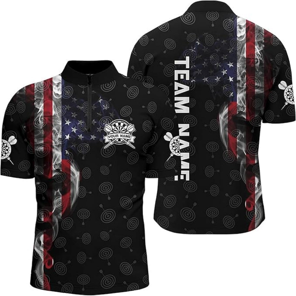 Custom American Flag Smoke Darts Jersey For Men, Custom Patriotic Darts Team Shirts DZ0010