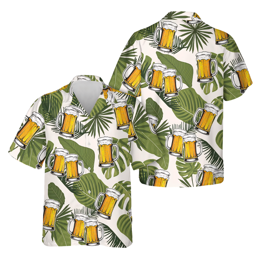 Tropical Beer Mug Hawaiian Shirt For Men, Beer Tropical Hawaiian Shirts HE0222