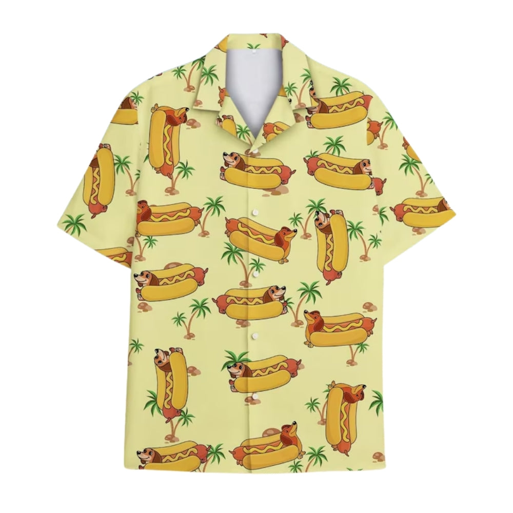 Dachshund Hotdog Hawaiian Shirts For Men Women, Funny Dachshund Hawaiian Shirts HE0031