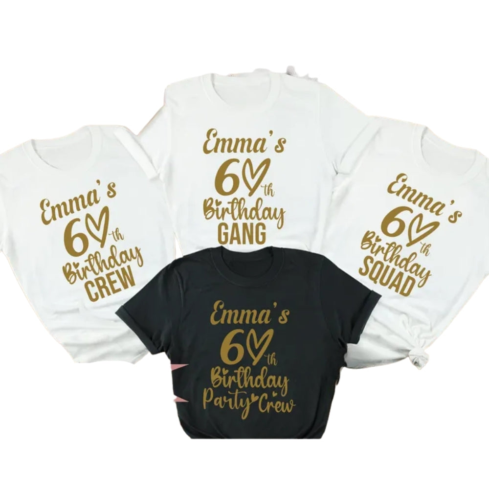 Custom 60th Birthday Party Crew Matching T Shirt, Personalized Birthday Matching Shirts For Group ET0868
