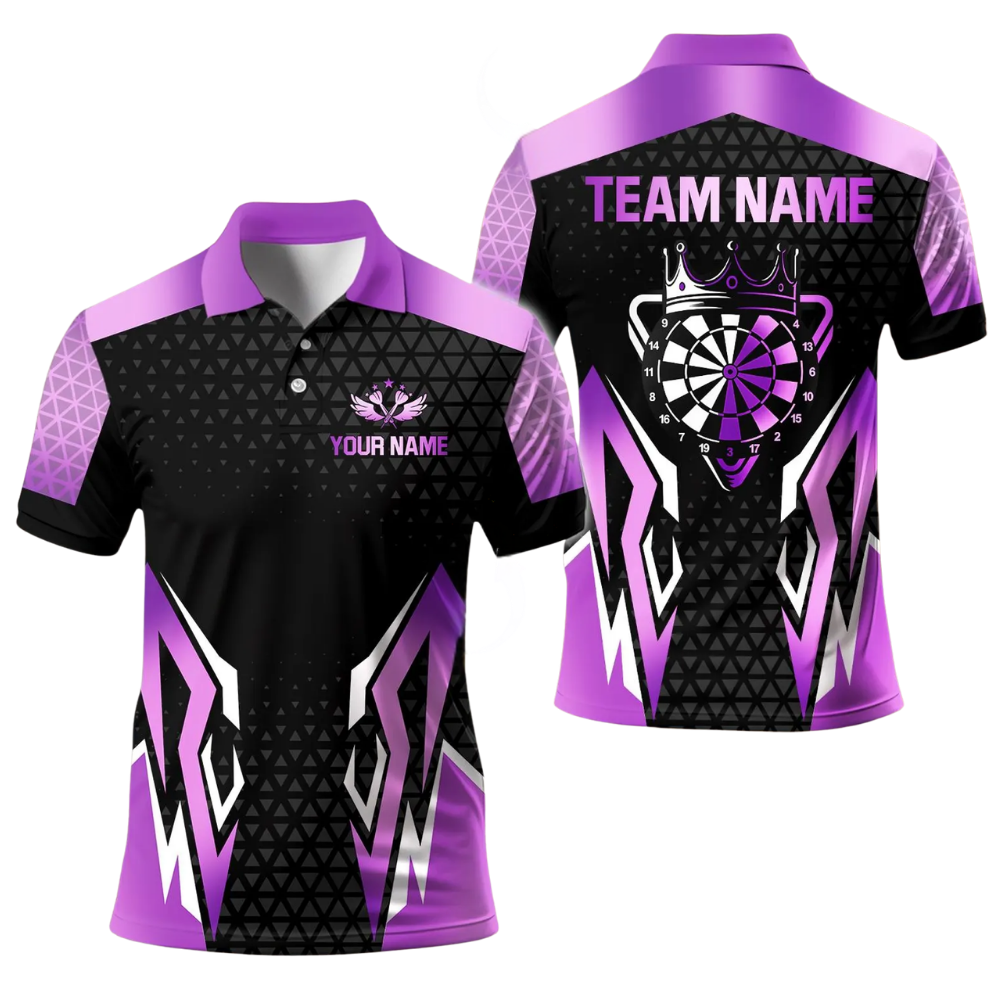 Custom Team Black And Gold Dart Polo Shirt Mens, Custom Darts Team Shirts DE0102