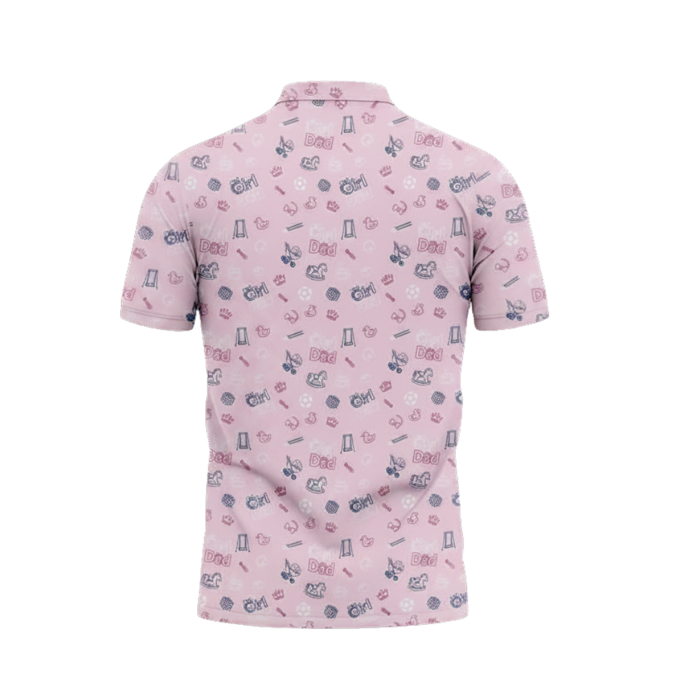 Girl Dad Pink Golf Polo Shirt Mens, Dad With Daughter Golf Shirts For Father's Day GE0446