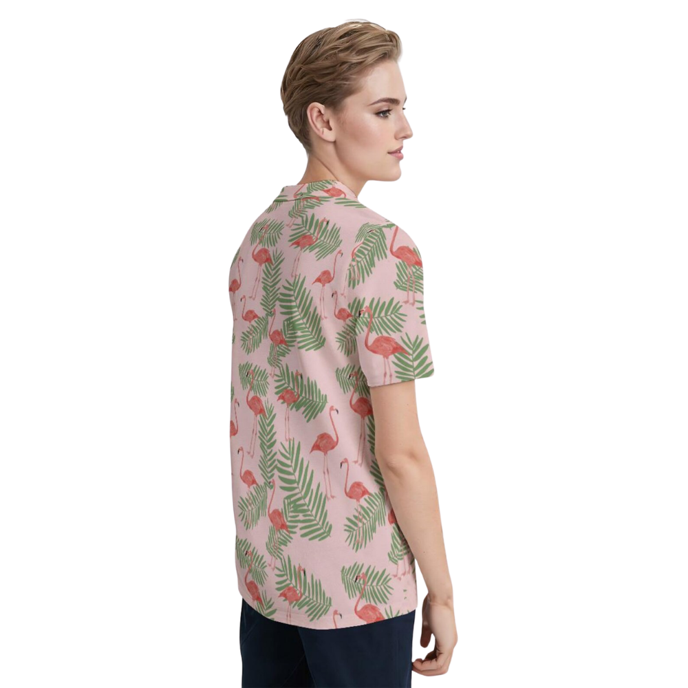 Tropical Flamingo Matching Golf Polo Shirt For Men And Women, Couple Famingo Golf Shirts GE0576