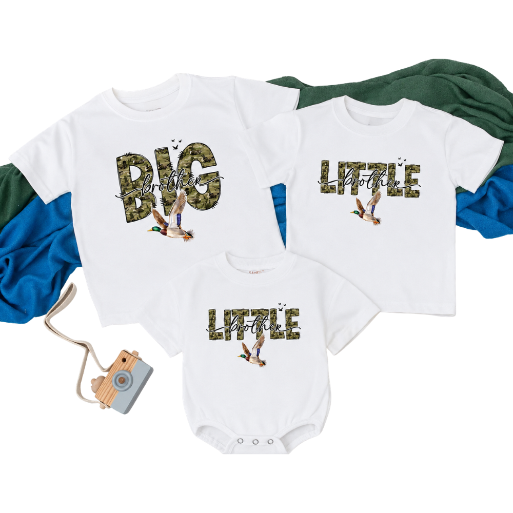 Big Brother Little Brother Mallard Duck Hunting Matching T Shirt, Duck Hunting Sibling Matching Family Shirts ET1157
