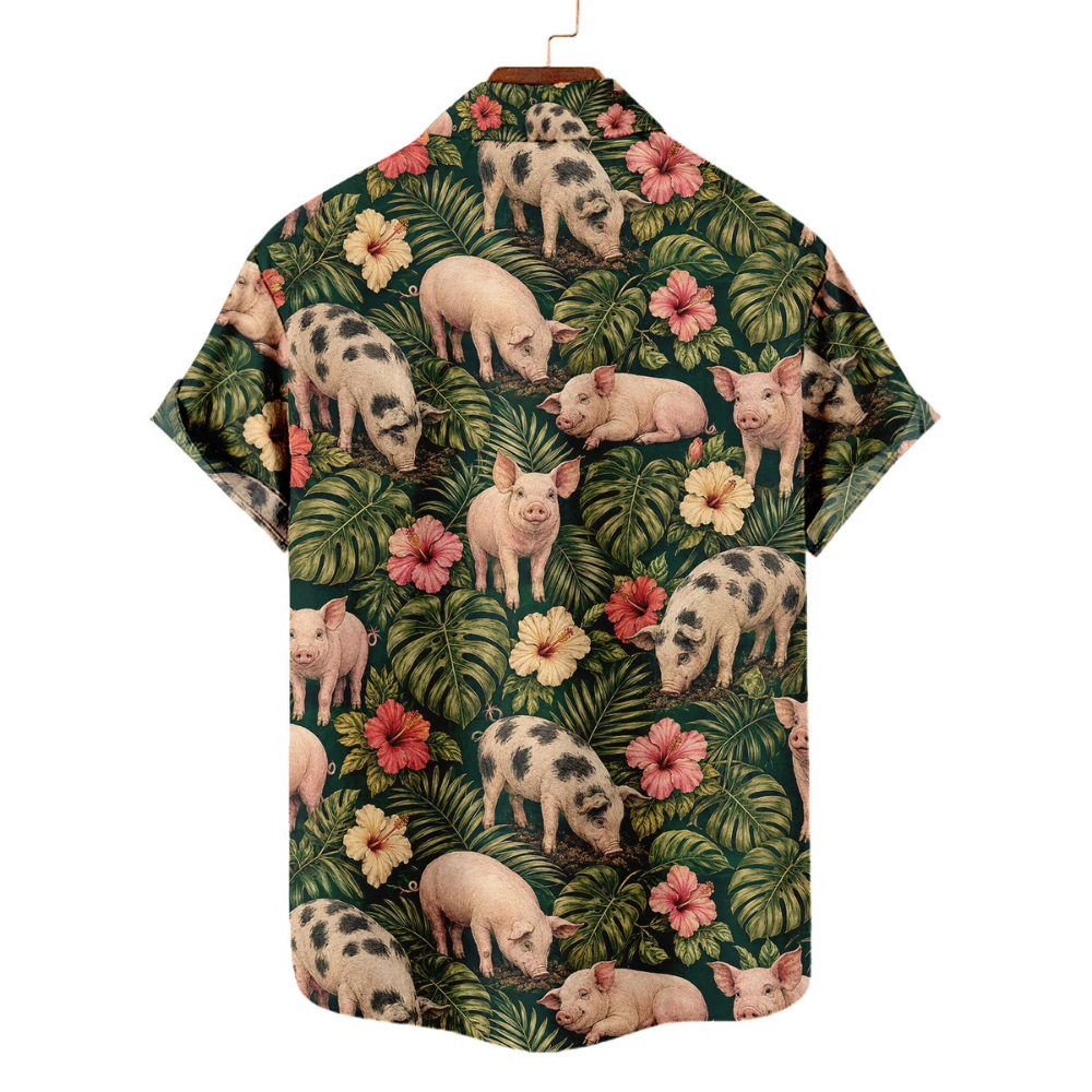 Tropical Pig Hawaiian Shirt Men Women, Pig Hawaiian Shirts HE0705