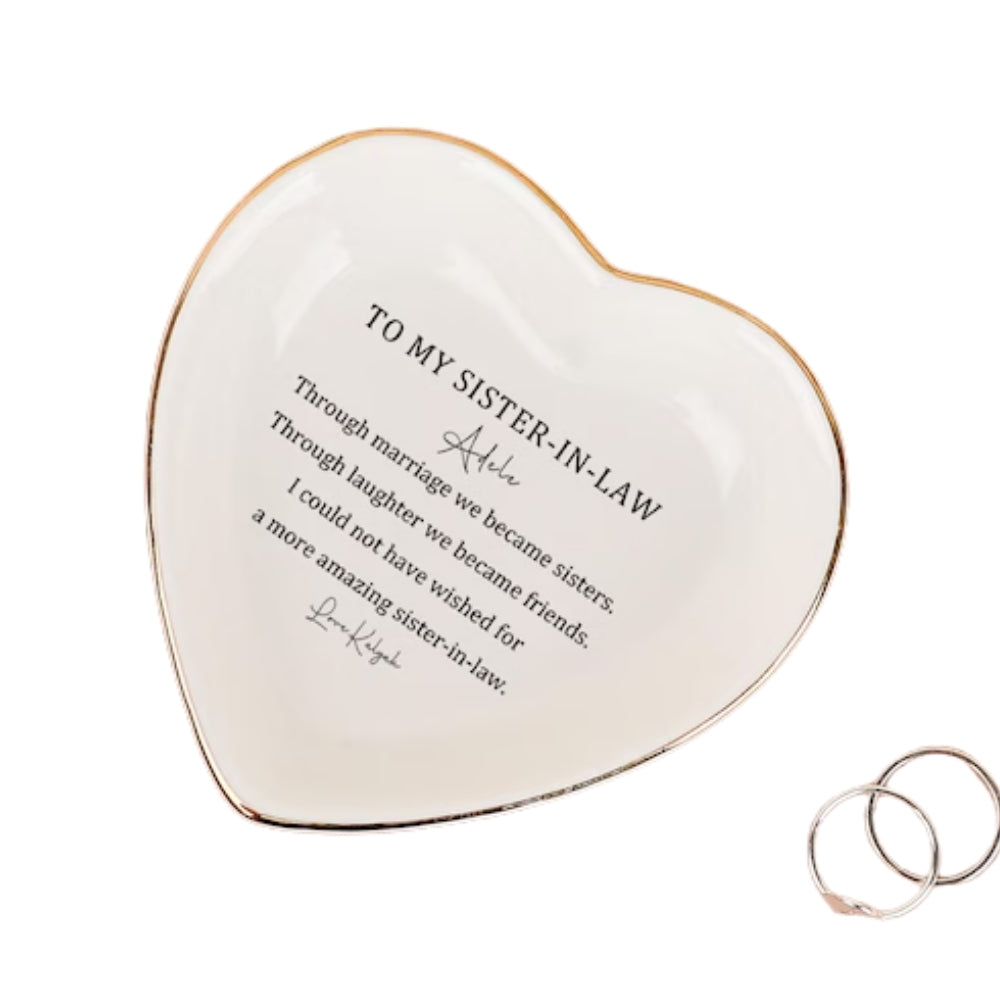 Personalized To My Sister In Law Ring Dish From Bride, Personalized Wedding Jewelry Dish For Sister In Law WD0148