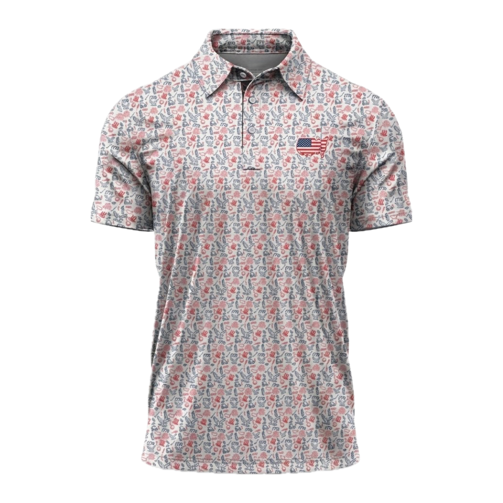 Matching 250th Anniversary USA Pattern Golf Shirt For His And Her, Fourth Of July Matching Couple Golf Shirts GE0525