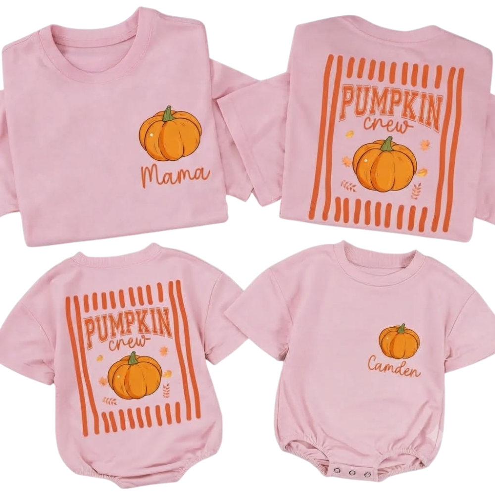 Personalized Pumpkin Crew Family Matching T Shirt, Custom Thanksgiving Family Shirts ET1526