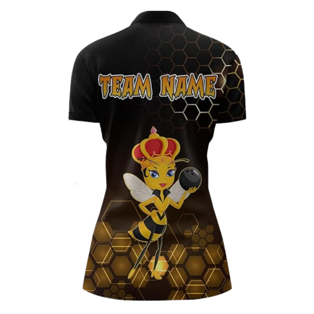 Custom Queen Bee Women's Bowling Jersey, Custom Bee Lover Bowling Team Shirt For Ladies BZ0541