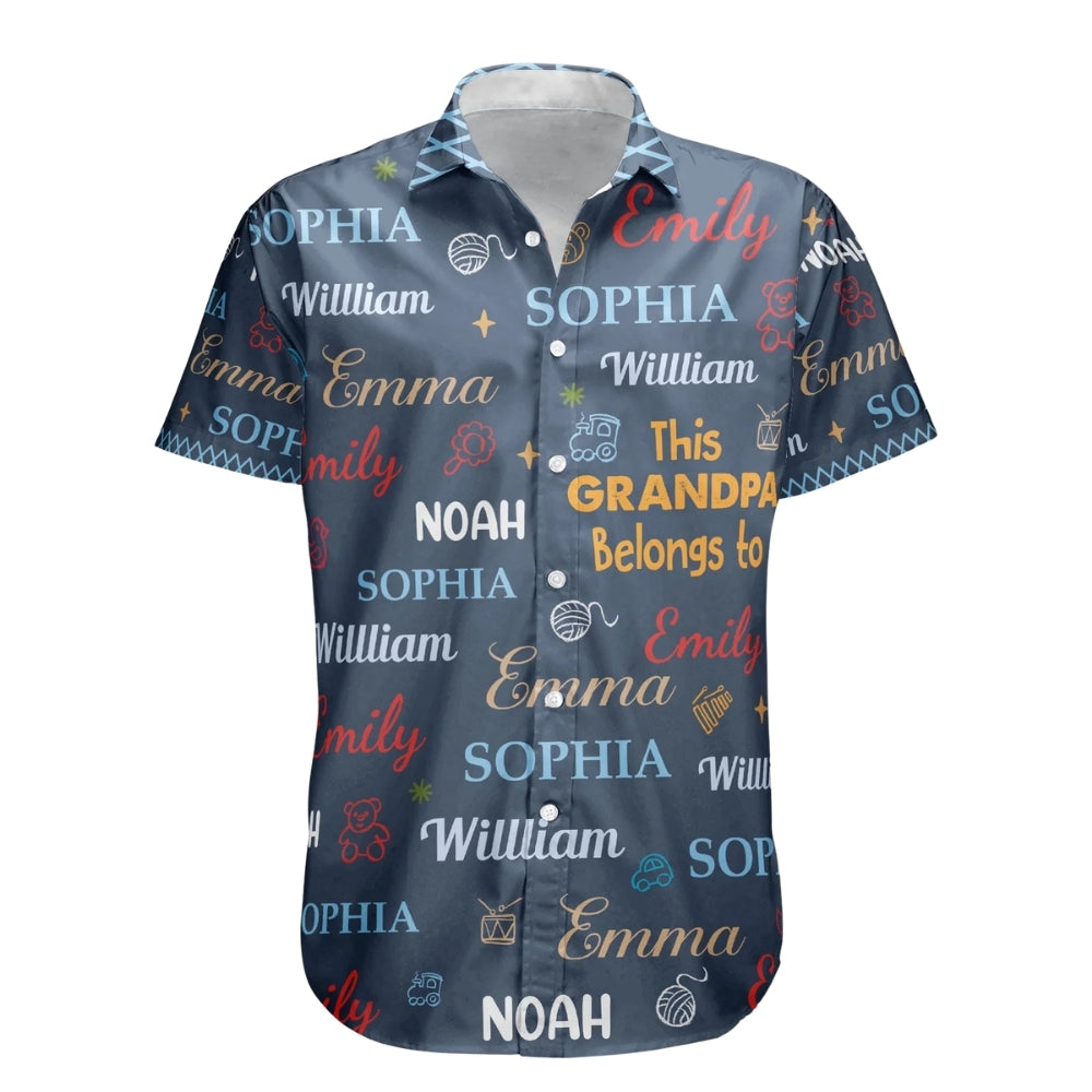 This Grandpa Belongs To Custom Kids Names Hawaiian Shirt, Custom Grandpa Hawaiian Shirt HE0591