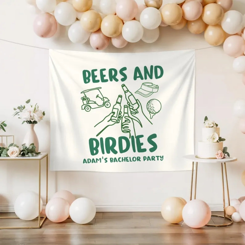 Beers and Birdies Custom Golf Bachelor Banner, Custom Golfing Lover Bachelor Party Banner WD0523