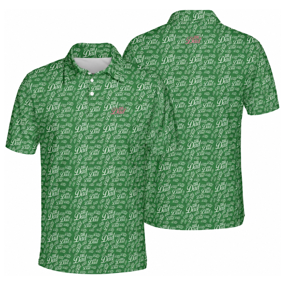 Girl Dad Pink Golf Polo Shirt For Men, Father Day Golf Shirts For Dad With Daughter GE0463