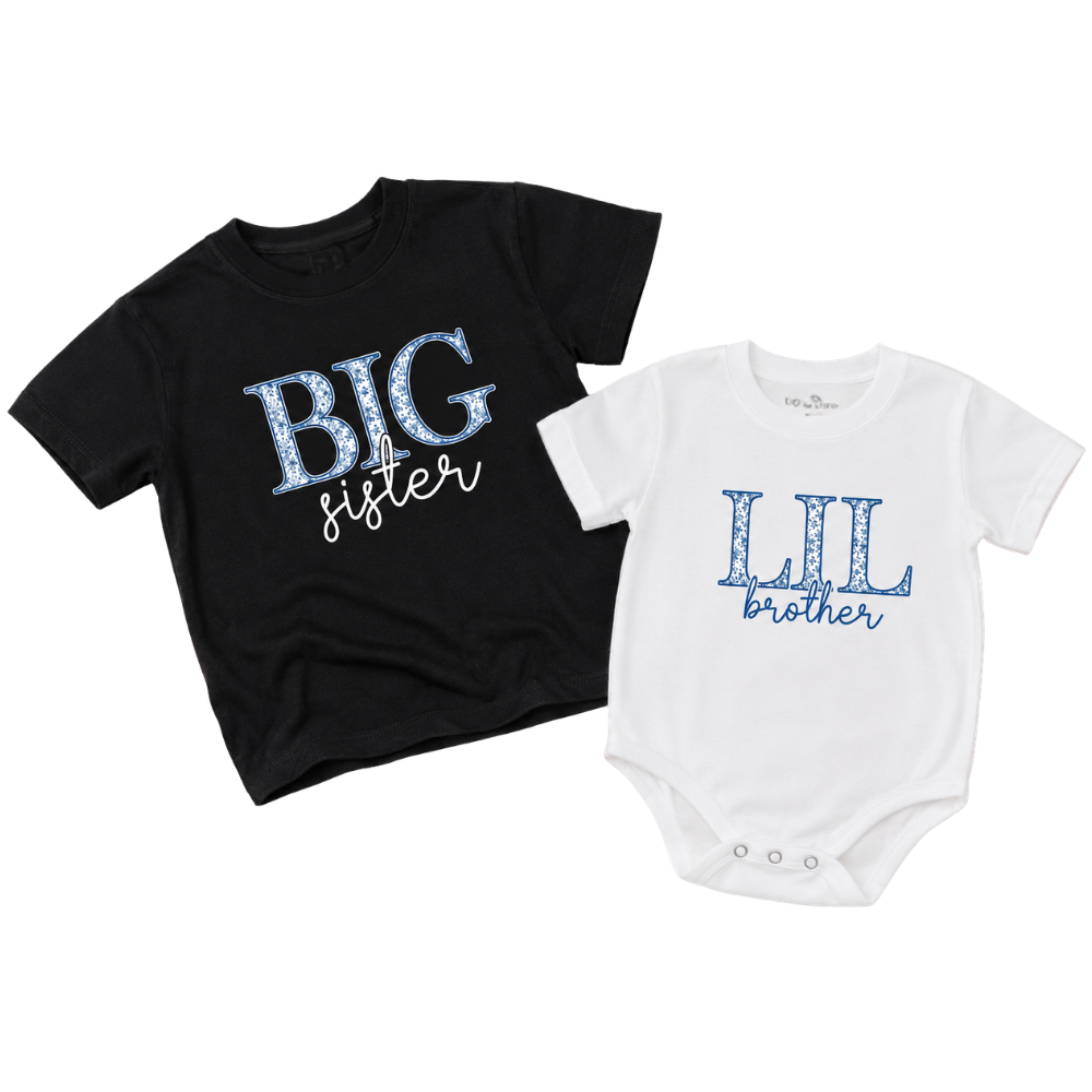 Floral Big Sister Little Brother Matching T Shirt, Sibling Floral Family Shirts ET1158