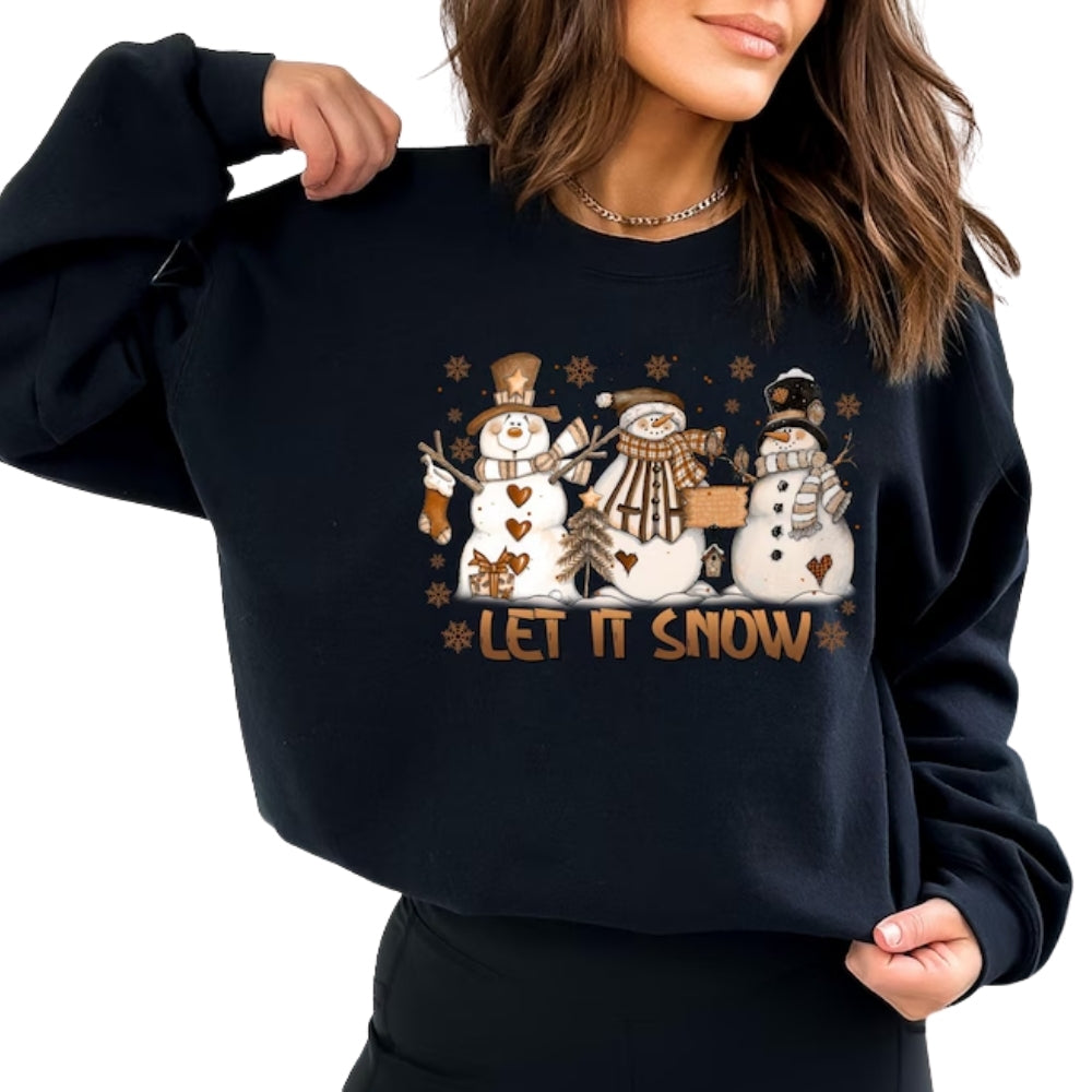 Let It Snow Sweatshirt Womens, Snowman Christmas Sweatshirt 2D0649