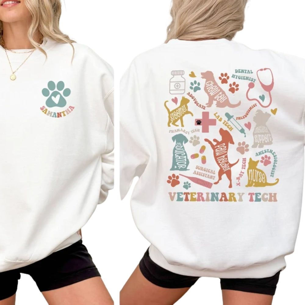 Custom Veterinary Tech Sweatshirt For Women, Custom Vet Assistant Sweatshirt 2D0410