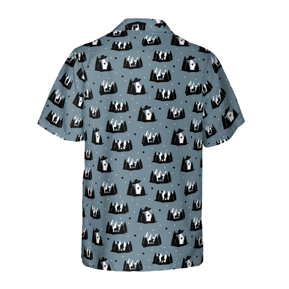 Bigfoot UFO Hawaiian Shirt For Men, Sasquatch Bigfoot Space Hawaiian Shirt HE0459
