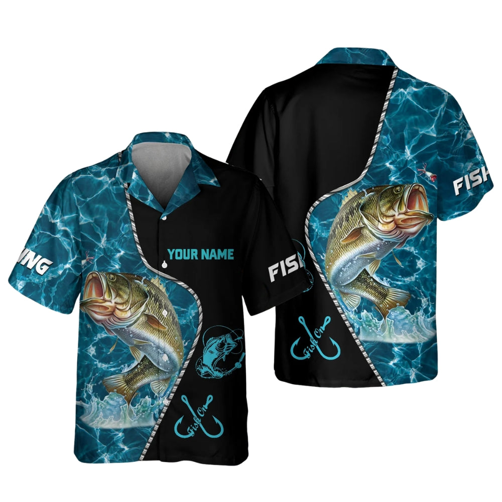 Custom Bass Fishing Hawaian Shirt Mens, Custom Name Fishing Lover Hawaiian Shirts HE0450