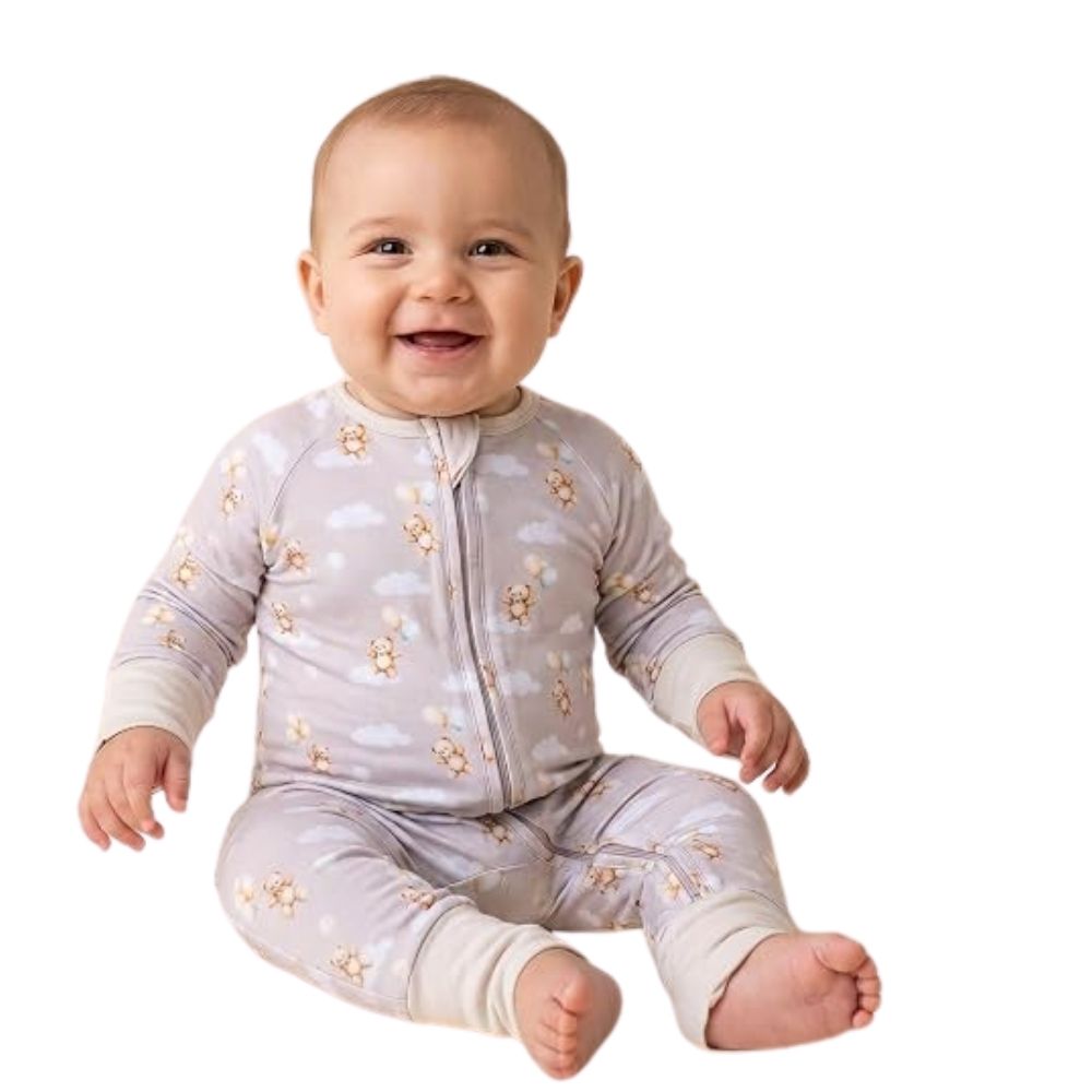 Bear And Balloon Baby Romper Convertible Zippy, Bear Baby Convertible Romper BB0403