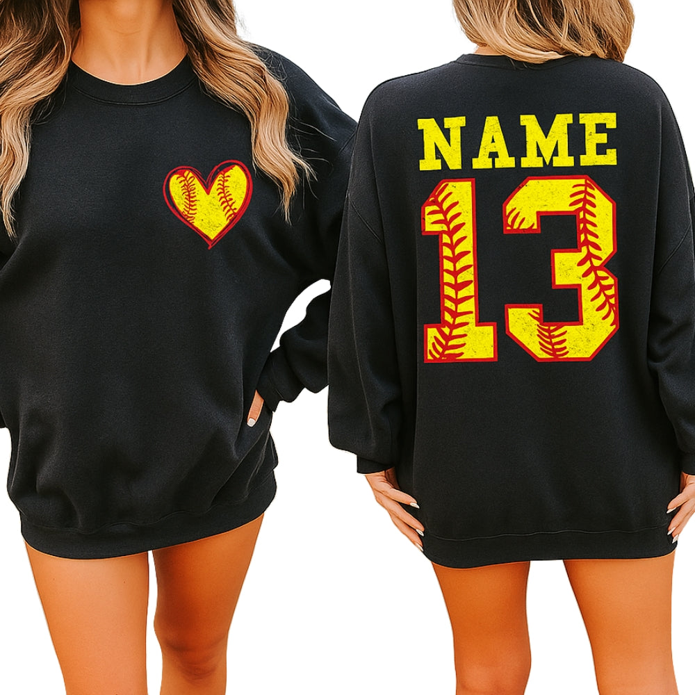 Custom Number And Name Softball Sweatshirt, Custom Softball Sweatshirt 2D0455