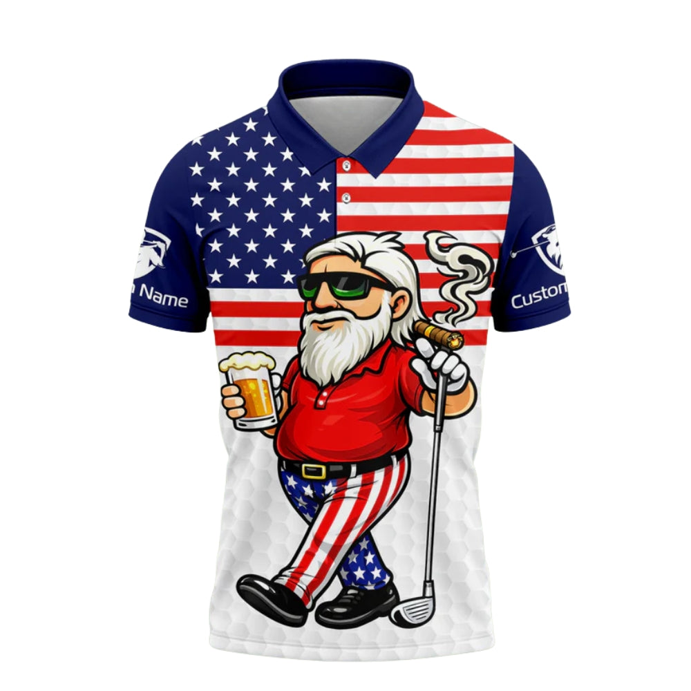 My Drinking Team Has A Golfing Problem Custom US Flag Funny Man Golf Polo Shirt, Custom Patriotic Beer Golf Shirts GB0018