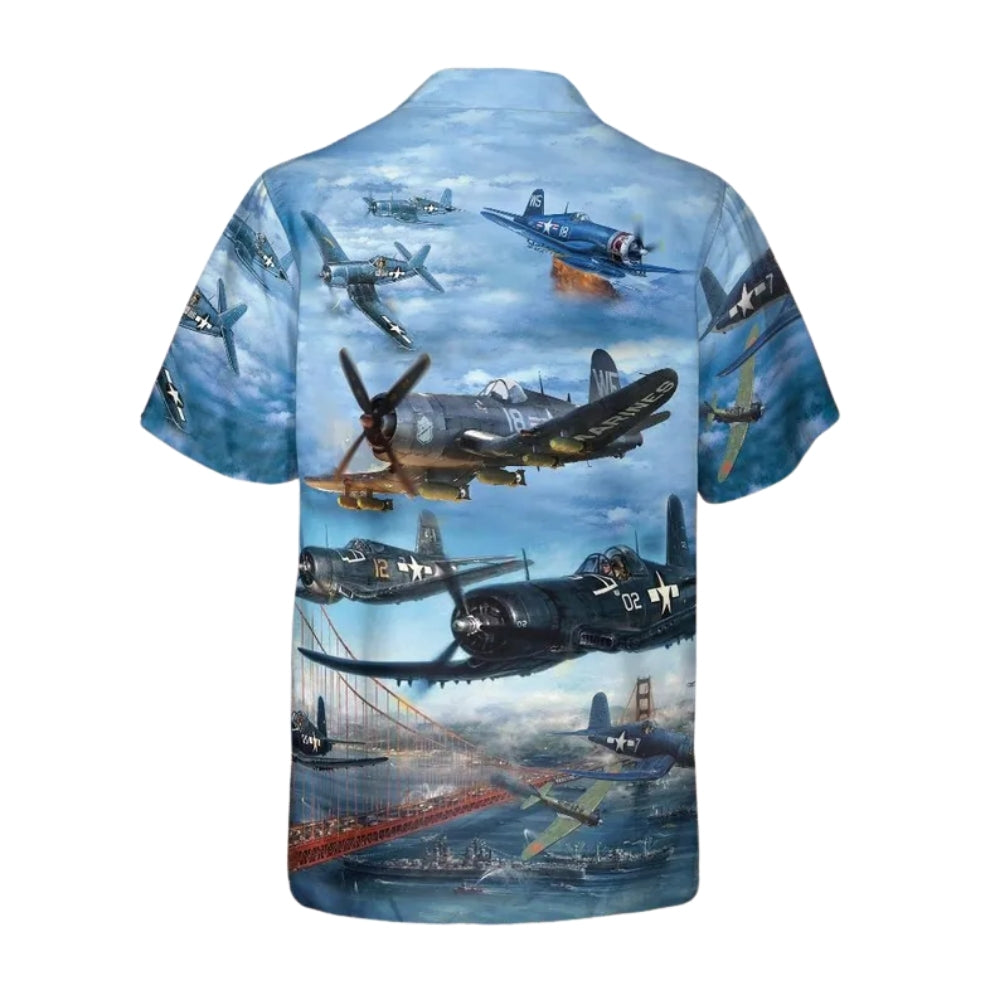 Vought F4U Corsair Hawaiian Shirt For Men, WW2 Plane Hawaiian Shirts HE0189
