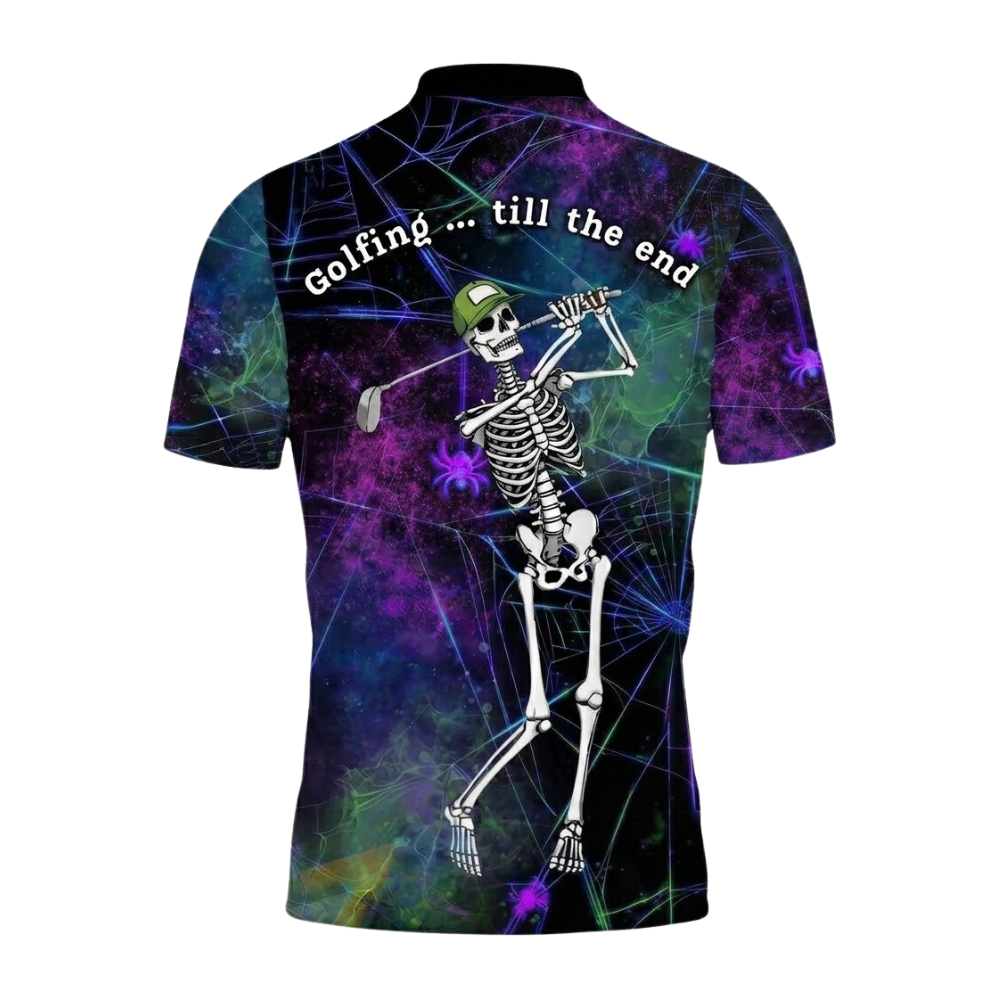 Custom Golfing Till The End Men's Golf Polo Shirt, Custom Fun Skull Golf Shirt GZ0352