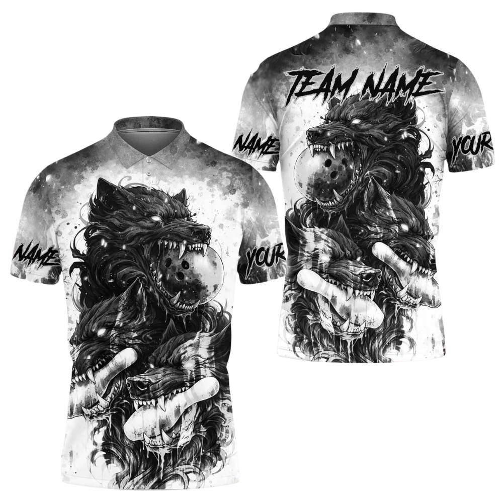 Custom Wolf Bowing Polo Shirt For Men, Custom Wolf Team Bowling Shirts BE0195