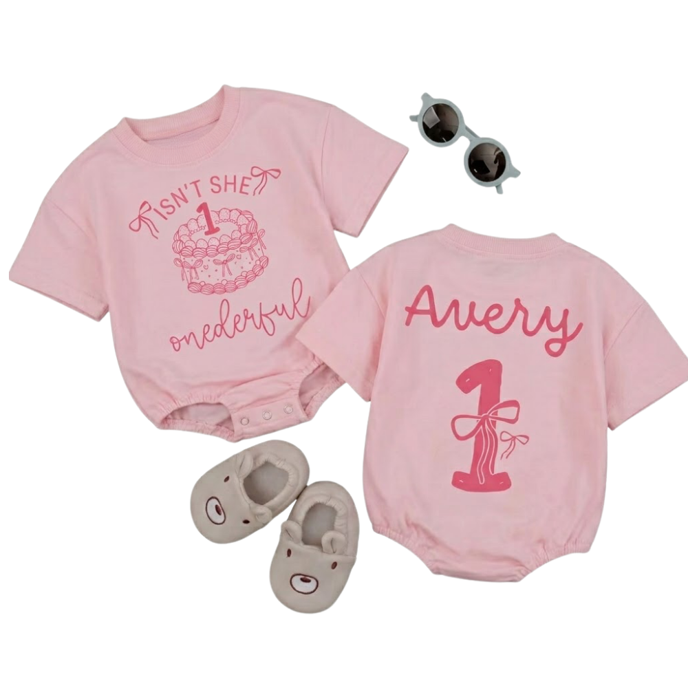 Personalized Isn’t She Onederful Baby T Shirt Romper, Custom Cake First Birthday Baby Romper BB0271