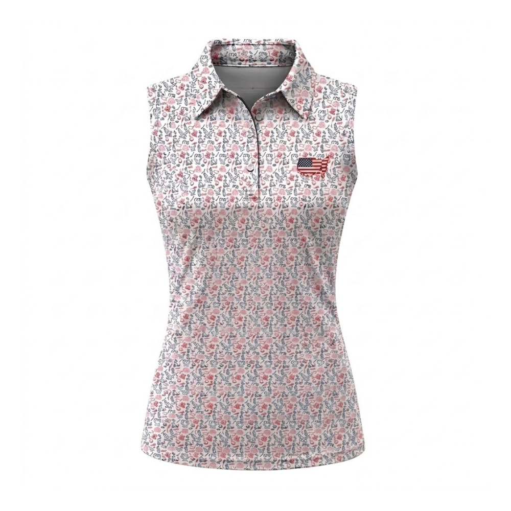 USA Flag White Red Blue Pattern Matching Couple Golf Shirt, Matching 4th Of July Golf Shirt For His And Her GE0523