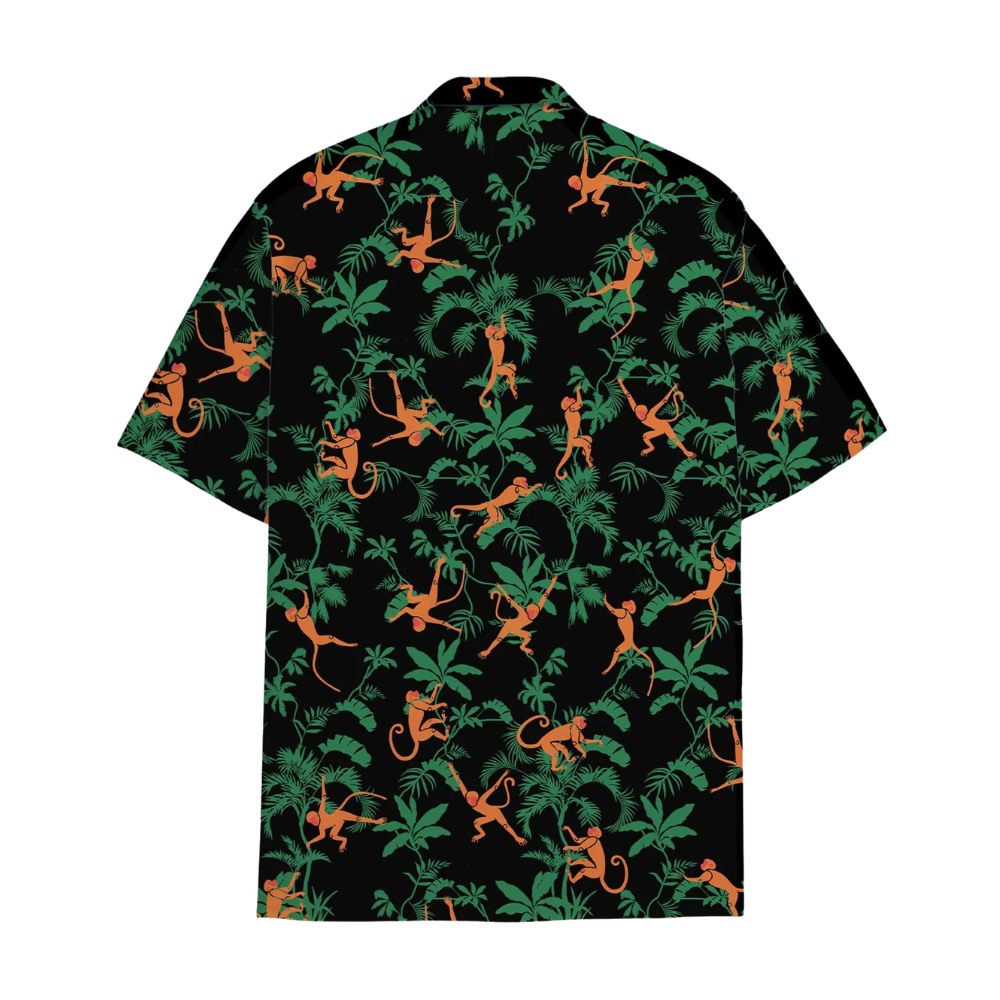 Monkey Jungle Tropical Mens Hawaiian Shirts, Monkey Hawaiian Shirts HE0234