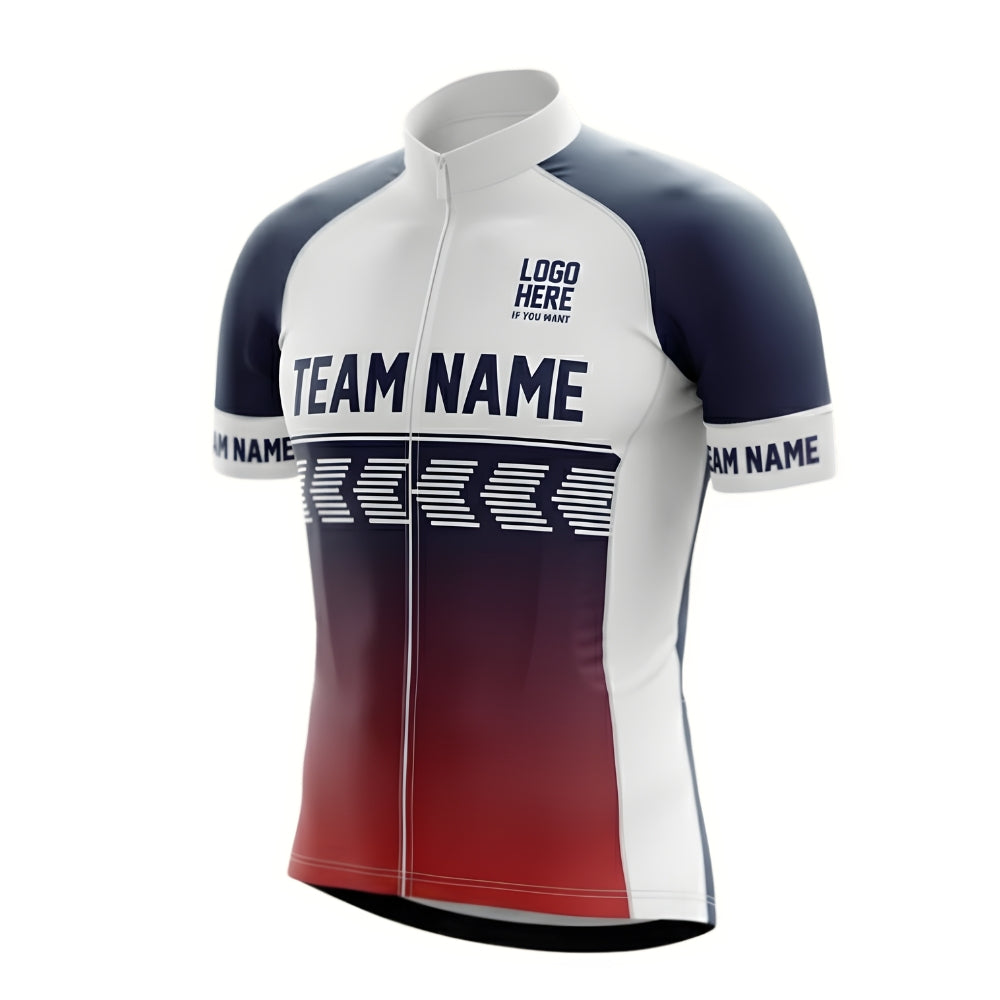 Blue Red And White Custom Team Cycling Short Sleeve Jersey For Mens, Custom Cycling Jerseys CZ0078