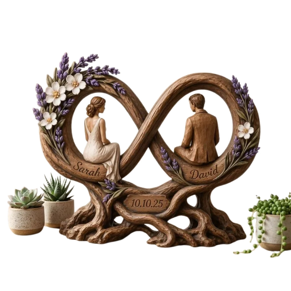 Personalized Couple Infiniti Wooden Plaque, Custom Wedding Anniversary Wooden Block WD0795